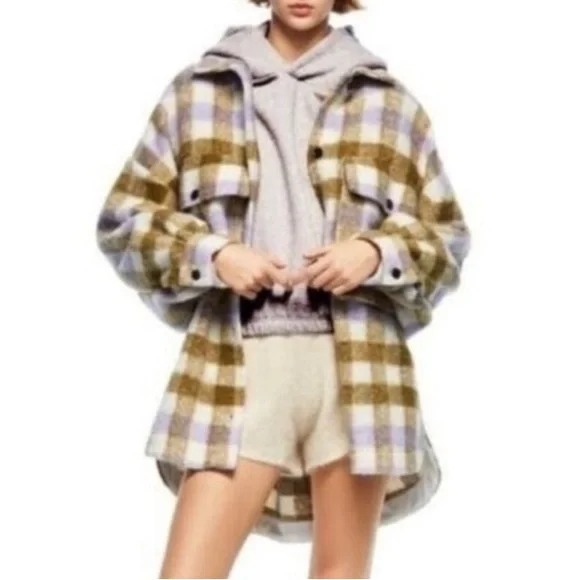 Zara Multicolor Plaid Teddy Jacket - Picture 1 of 5
